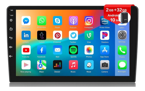 Radio Multimedia 10.1 Android 12 De 32gb Y Gps De Regalo 