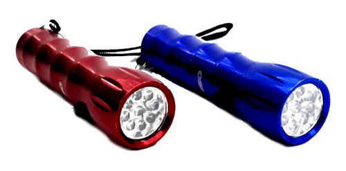 2 Lanternas De Alumínio Super Leve Com 9 Led Azul E Vermelha