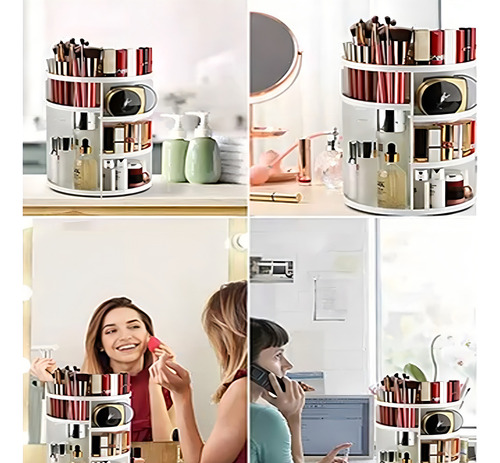 Organizador Maquillaje Cosméticos De Rotación Acrílico 360 Lo Necesito Color Blanco