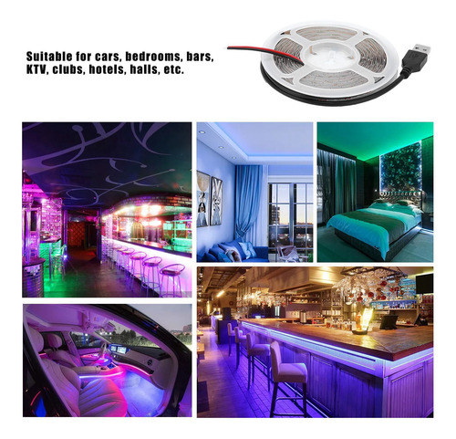 Imagen 5 de 9 de Rgb Tira Flexible Luces Usb Alimentado Bajo Voltaje 5v Led L