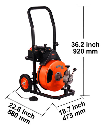 Vevor Máquina De Limpieza De Drenaje 50 Pies X 1/2 Pulgada