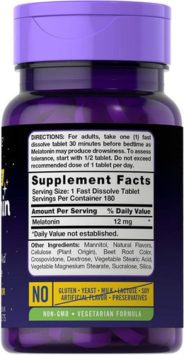 Imagen 3 de 8 de Melatonina 180 Tabletas Sabor Berry 12mg Maxima Potencia