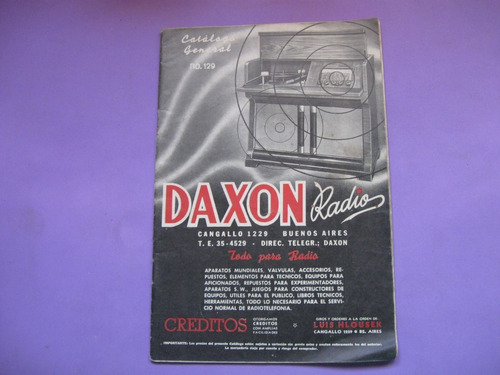 Catalogo Daxon Radio. Valvulas, Parlantes, Microfono