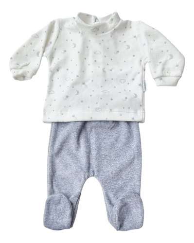 Conjunto Bebe Mini Plush Pant.liso Buzo Est.estrellas /nubes