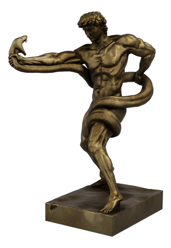 Estátua Atleta Lutando Contra Píton - Estatueta Frederic Cor Cor Ouro Velho