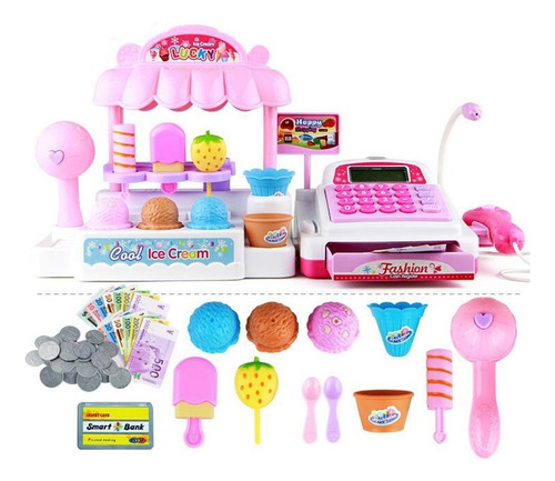 Set De 36 Unidades Simulado Tienda De Helados Caja Registrad