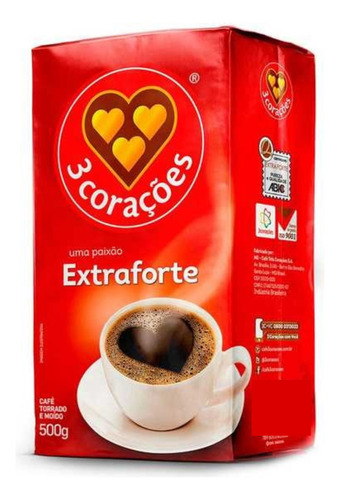 Café Torrado e Moído a Vácuo Extraforte Pacote 500g 3 Corações