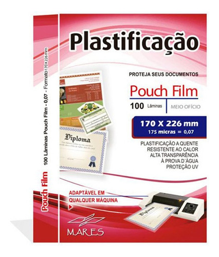 Plástico A5 Para Plastificação Documento 0,07mm C/ 100 Unid