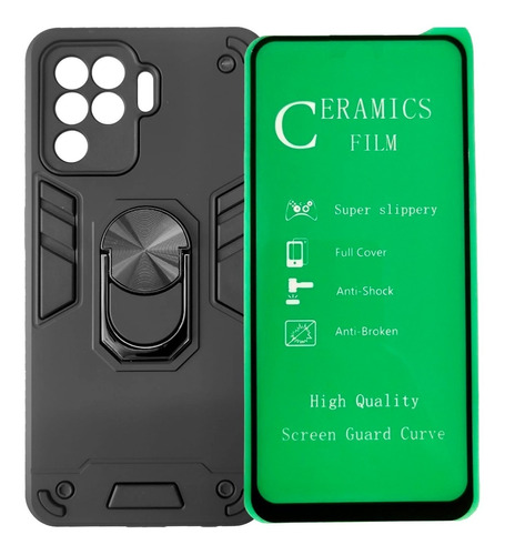 Funda Estuche Forro + Vidrio Ceramico Para Oppo Reno 5 Lite