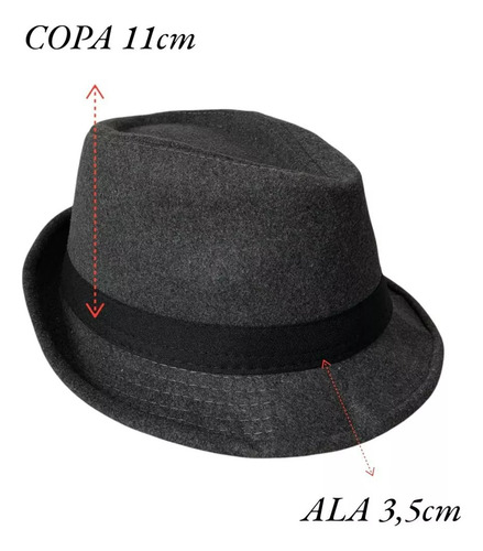 Sombrero Fedora Tango Gardelito Chambergo Fieltro 24045 Gris 57-59 Unico 24045