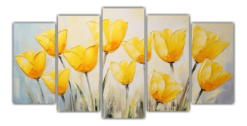 250x125cm Cuadro Tulipanes Amarillos - Decocuadros Flores