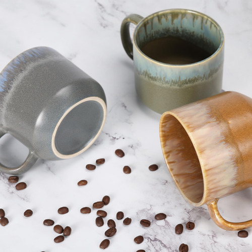 Juego De 3 Tazas De Café De Cerámica Esmaltada
