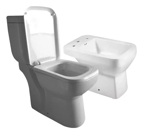 Juego Sanitarios Loza Baño Cuadrado Moderno Bañera
