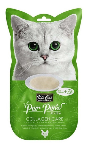 Kit Cat Plus Snack Colageno C/pollo, 4 Sachet 15g C/u