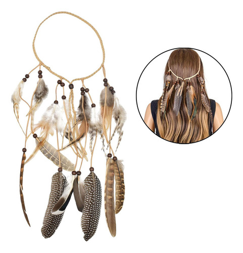 Boho Indian Feather Headband Hippie Acessórios Fita De