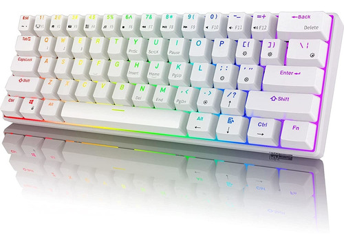 Teclado Mecanico 60% Rk Royal Kludge Rk61 Rgb Blanco