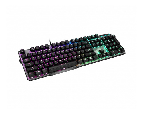 Imagen 2 de 2 de Teclado gamer MSI Vigor GK50 QWERTY MSI Kailh Low Profile inglés US color negro y metálico con luz RGB