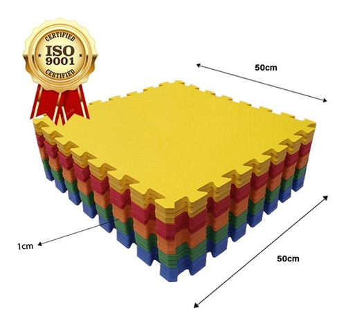 Kit 6 Tapetes Infantil Emborrachado 50x50 10mm - Tatame Eva