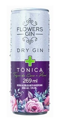 Gin Dry Tônica Toque De Coco E Açai Flowers Lata 269ml