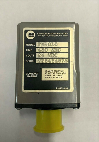 Syracuse Electronics Corp Tnr016 Relay 24vdc Time 480 Se Ssm