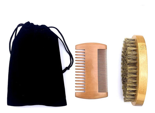 Kit Cuidado Barba Bigote Cepillo Peine Y Tonico Bergamota