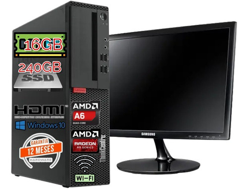 Pc+mon19 Lenovom715s A6-8750 16gb240gbssdtvradeon1gbfactura  (Reacondicionado)