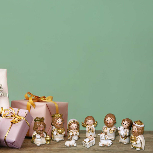 Resina Natividad Figuras Pesebre Miniaturas Estatua Mesa