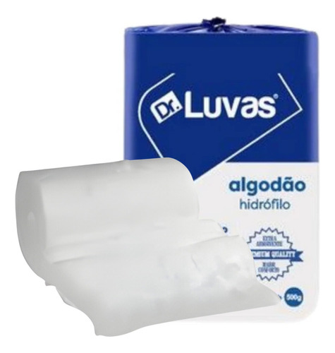 Algodão Hidrófilo Rolo 500g Higiene Multiuso Dr. Luvas