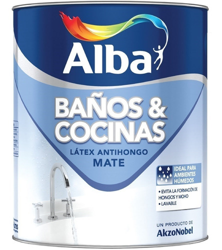 Látex Antihongo Baños Y Cocinas Alba 1lt Imagen Pinturerías