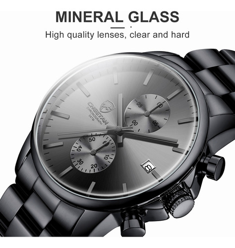 Reloj Cronógrafo De Cuarzo De Acero Inoxidable Para Hombre Fondo Black/gray
