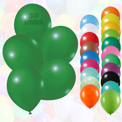 Balão Bexiga De Látex Liso 50 Pçs 9 Polegadas Várias Cores Cor Verde Bandeira