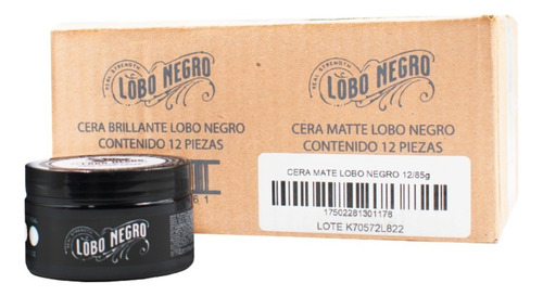 Caja 12 Pz Cera Efecto Mate Cabello, Barba 85g Lobo Negro