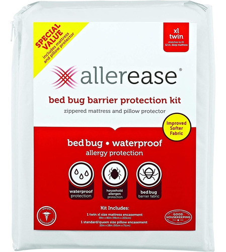 Allerease Allergy Ction Bed Kit, Twin Xl, Blanco 2 Unid...