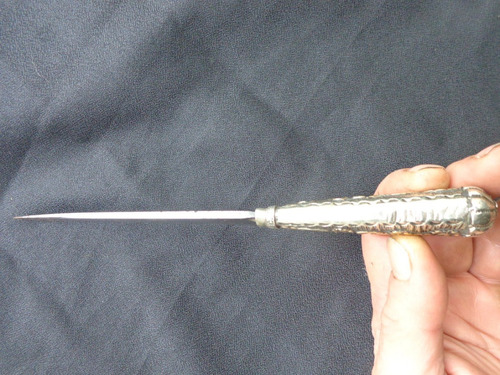 Cuchillo Artesanal Mango Alpaca, Detalle Baño Oro Buena Hoja