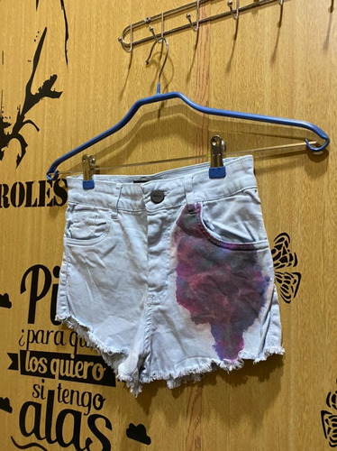 Mini Short Jean | Flecos | Blanco | Pintado A Mano | Hugs