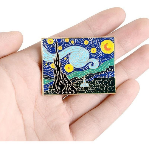 Pin Broche Metálico Van Gogh Noche Estrellada Girasoles