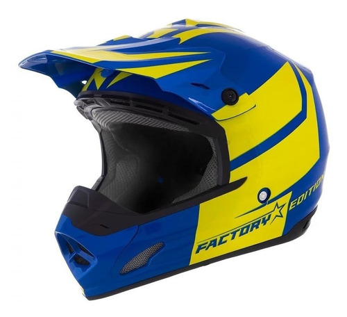 Capacete para moto  cross Pro Tork Th1  Factory Edition  azul e amarelo factory edition tamanho 56 
