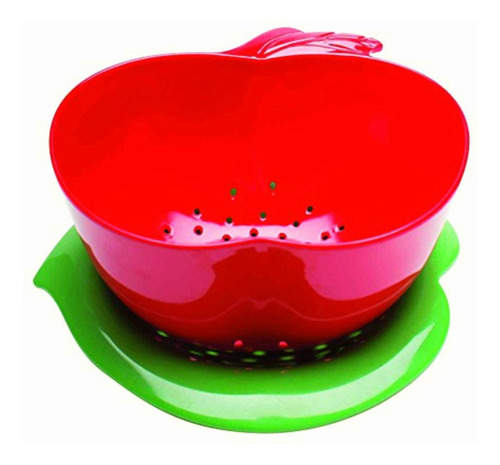 Zak Designs Apple Colander With Dew Bowl, Red And Green