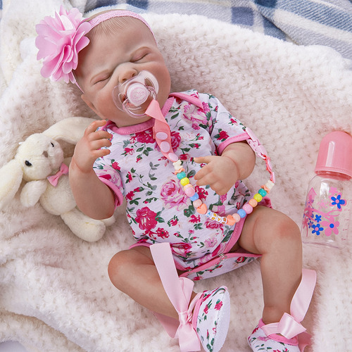Brastoy Bonecas Bebê Reborn Pintada Menina Bebê Nascido 48cm Silicone