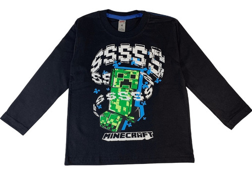 Remera Minecraft Creeper Video Juego Nene Gamer Algodon Niño