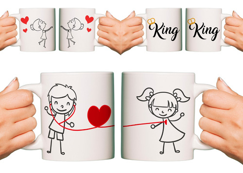 2 Tazas De Ceramica  Ideal Parejas Aniversario San Valentin