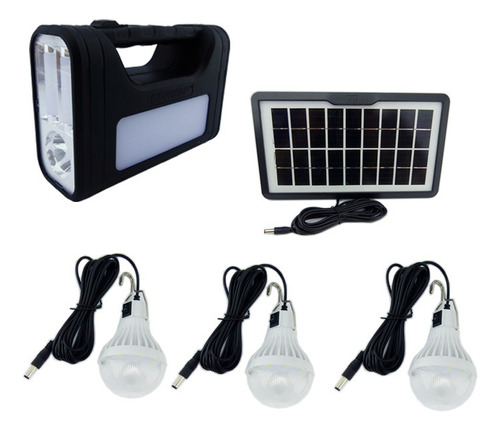 Kit Solar Portatil, Recargable, 3 Ampolletas + Cable 4 En 1.