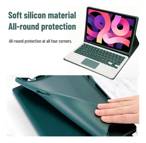 Para iPad Pro11/ Air5/4 10.9,verde Teclado+mouse+lápiz