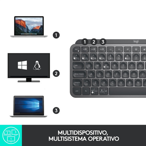 Imagen 3 de 10 de Teclado Avanzado Recargable Logitech Mx Keys Mini - Negro