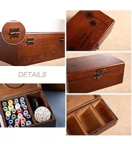 Sewing Kit Wooden Box with Cute Sewing Accessories Hand Sewing Kit