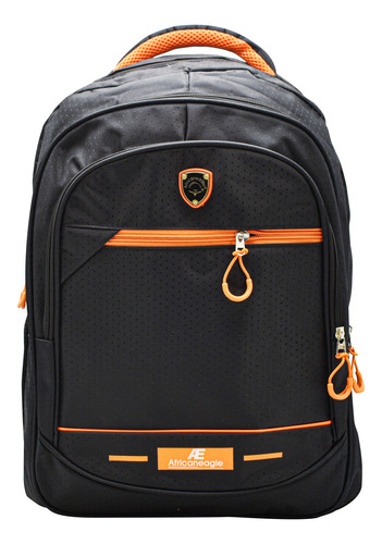 Mochila Africaneagle Para Laptop Lisa Negra Naranja Primaria Ll23bem015 Lluvia Color Negro/naranja Diseño De La Tela Liso