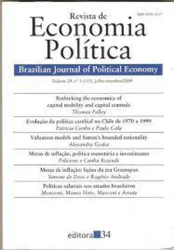 Revista de Economia Politica Vol 28, N 2 ( Abril-Junho/2008), de Paulo de Barros Carvalho. Editora EDITORA 34, capa mole em português