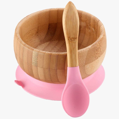 Plato Bowls Con Cuchara De Bamboo Y Silicona