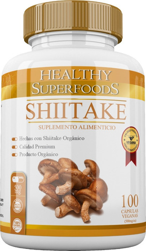 Healthy Superfoods Shiitake Hongo Puro Premium 100 Capsulas 500mg Sabor Natural
