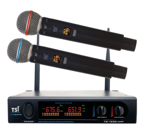 Imagem 1 de 9 de Microfone Sem Fio Profissional Tsi Ud1200uhf Duplo 96 Canais